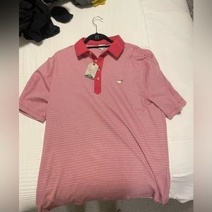 Masters Red Striped Polo Size Large Brand New